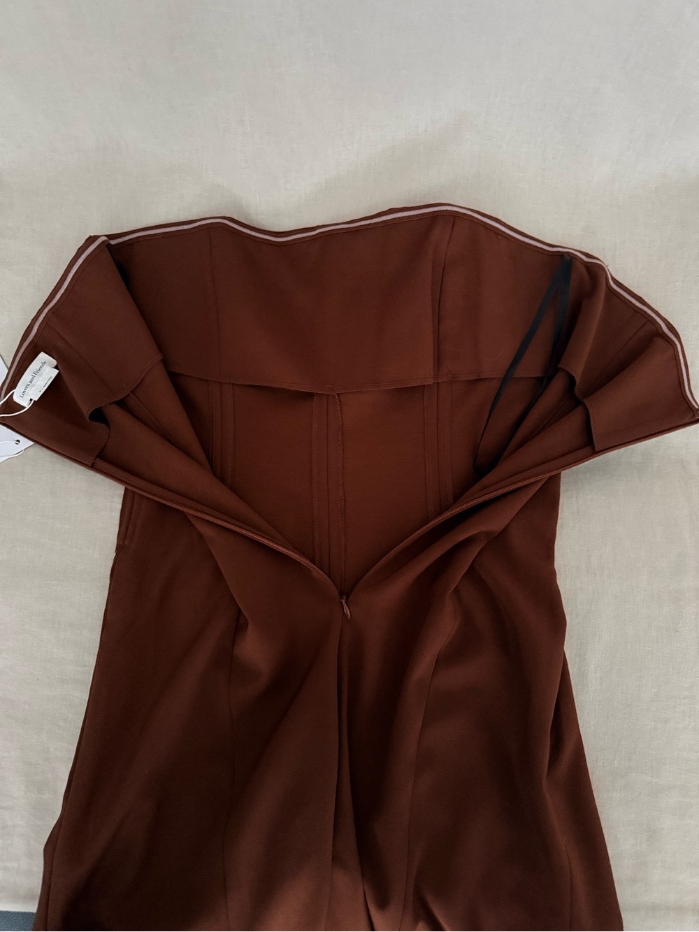 NWT | Lovers + Friends Abby Strapless Jumpsuit |Chocolate Brown | Boned Bodice - Picture 12 of 13